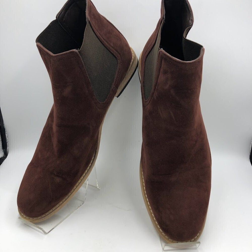 Gino Pheroni Men's Maroon Faux Suede Leather Ankle Boots Calvin Size 13 Slip On - Picture 4 of 15